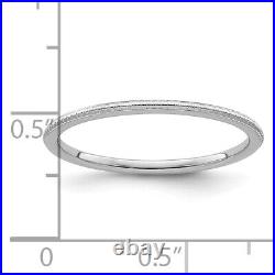 Avariah Solid 10K White Gold 1.2mm Beaded Stackable Band Size 5 Ring Size 5.0