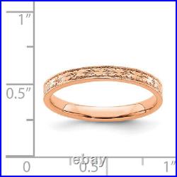 Avariah Solid Gold 14K Rose Polished Floral Band Ring Size 7.0