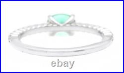 Certified 0.48ct Natural round Diamond emerald 14k solid white gold band ring