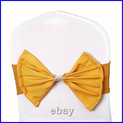Chair Bands Elastic Stretch With Big Bow for Wedding Decoration Evente 1-100pcs