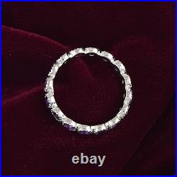 Gemstone Amethyst Solid 14k White Gold Band Ring Eternity Valentines Day Jewelry