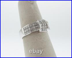 Genuine 1.25cttw Diamonds Invisible Set Solid 14k White Gold Ring Band Size 7