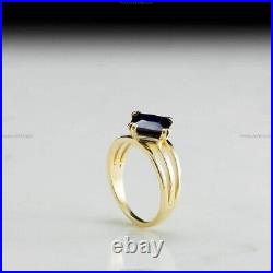 Gift For Her 14k Gold Sapphire Simple Band Wedding Engagement Gemstone Ring