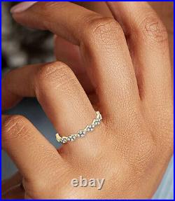 Halloween Gift 0.40ct Natural Diamond 14K Solid Yellow Gold Wedding Band Ring