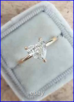Heart Shape Moissanite Elegant Thin Band Dainty 14K Solid Gold bridal Gift Ring