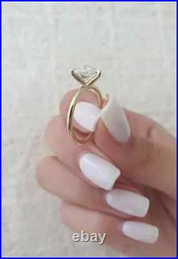 Heart Shape Moissanite Elegant Thin Band Dainty 14K Solid Gold bridal Gift Ring