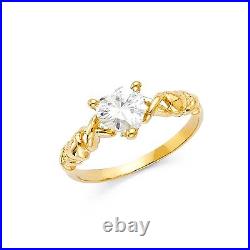 Infinity Heart Ring CZ Solid 14k Yellow Gold Band Love Twisted Style Promise XOX
