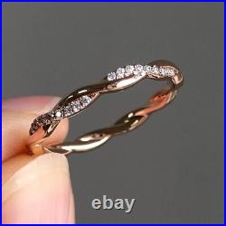 Moissanite Round Cut Twisted Shank Bridal Engagement Band 14k Solid Rose Gold