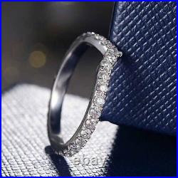 Moissanite VVS1 Round Cut Curved Eternity Wedding Band in 14k Solid White Gold