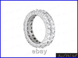 Natural 2.80Ct Round Diamond 2Row Shared Eternity Band Ring Solid 14k Gold I SI2