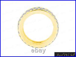 Natural 3.25Ct Round Diamond 3Row Pave Eternity Band Solid 14k Yellow Gold I SI2