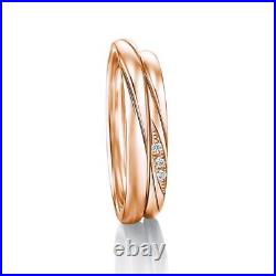Natural Diamond Couple Band Round 0.04 Carat Solid 18k Rose Gold Band Size 5 6 7