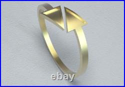 New 10k Solid Gold Arrow Gold Triangle Adjustable Ring Band
