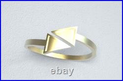 New 10k Solid Gold Arrow Gold Triangle Adjustable Ring Band