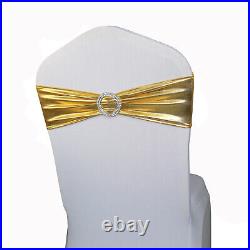 Plain Shiny Chair Cover Band with Buckle Slider for Wedding Ceremony Decoration