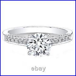 Round 0.64 Ct Real Diamond Engagement Ring 14K Solid White Gold Band Size L M N