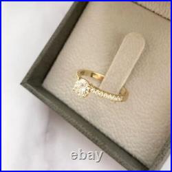 Round Cut Moissanite 0.60 Ct Engagement Ring 14K Solid Yellow Gold Band Size 5 6