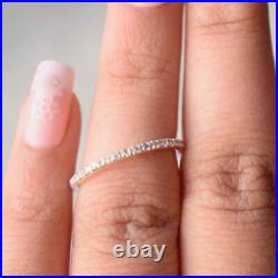 Round Cut Moissanite Full Eternity Delicate Wedding Band 14k Solid Yellow Gold