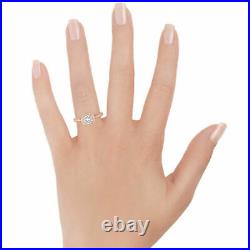 Round Halo 0.95 Ct Real Diamond Engagement Ring 14K Solid Rose Gold Band M N O