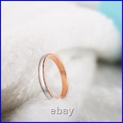 Solid 10K Rose Gold Fine Jewellery Unisex Engagement Milgrain Polished Ring Band