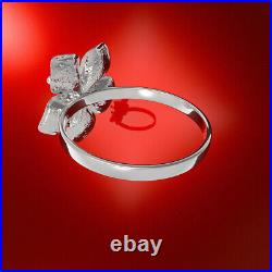 Solid 10K White Texture Gold Flower ring Band