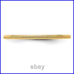 Solid 10K Yellow Gold 1.2mm Milgrain Stackable Band Size 8.5 Ring Size 8.5