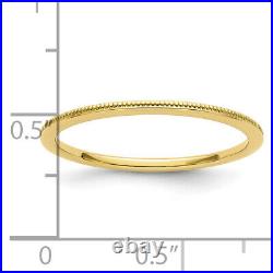 Solid 10K Yellow Gold 1.2mm Milgrain Stackable Band Size 8.5 Ring Size 8.5