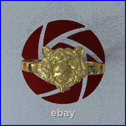 Solid 10K Yellow Gold Bear Head Ring