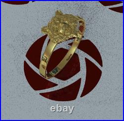 Solid 10K Yellow Gold Bear Head Ring