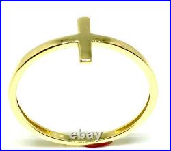 Solid 10K Yellow Gold Jesus Sideways Cross Band Ring 7