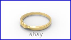 Solid 10k & 14k Gold Curved Ring Twist Textured Band in Fine gold
