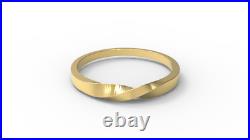 Solid 10k & 14k Gold Curved Ring Twist Textured Band in Fine gold