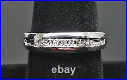 Solid 10k White Gold Diamond Wedding Band Anniversary Ring For Male 0.10 ct Real