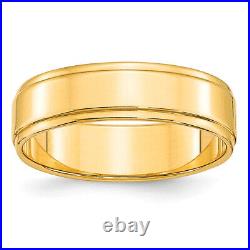 Solid 10k Yellow Gold 6mm Flat with Step Edge Wedding Band Size 13