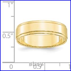 Solid 10k Yellow Gold 6mm Flat with Step Edge Wedding Band Size 13