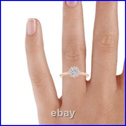 Solid 14K Rose Gold Band 0.70 Carat Real Diamond Engagement Ring Size L M N O P