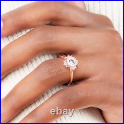 Solid 14K Rose Gold Band 0.70 Carat Real Diamond Engagement Ring Size L M N O P