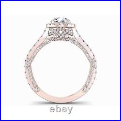 Solid 14K Rose Gold Band 1.90 Ct Round Diamond Engagement Ring Size 5 6 7 8