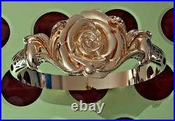 Solid 14K Rose Gold Flower Ornament Engagement Ring Band