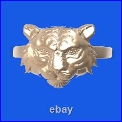 Solid 14K Rose Gold Tiger Ring Band All Sizes
