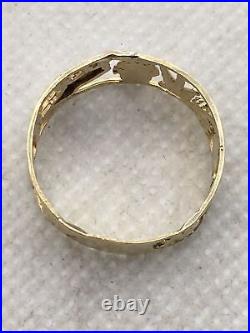 Solid 14K Two Tone Gold Ladies Multi Charm Band Ring 2.5gr. Size 8.5
