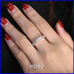 Solid 14K White Gold 2.20 CTW Round Cut Moissanite Eternity Wedding Band Ring