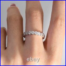 Solid 14K White Gold 2.20 CTW Round Cut Moissanite Eternity Wedding Band Ring