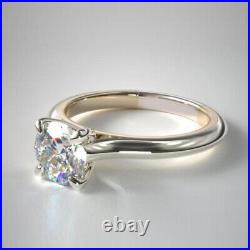 Solid 14K White Gold Band 0.50 Ct Real Round Diamond Solitaire Ring Size L M N O