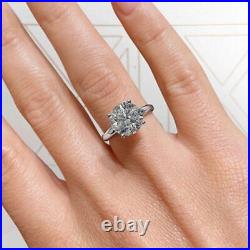 Solid 14K White Gold Band 3.00 Ct Round Cut Moissanite Engagement Ring All Sizes