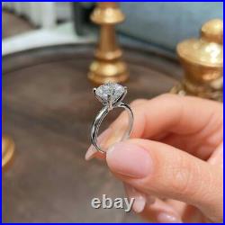 Solid 14K White Gold Band 3.00 Ct Round Cut Moissanite Engagement Ring All Sizes