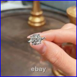 Solid 14K White Gold Band 3 Carat Round Cut Solitaire Moissanite Engagement Ring