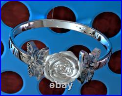 Solid 14K White Gold Butterflies Flower Band Ring