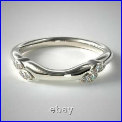 Solid 14K White Gold Round Cut 0.08 Ct Real Diamond Engagement Eternity Band M