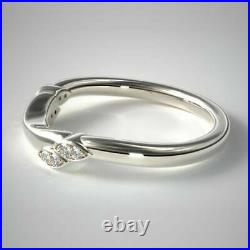 Solid 14K White Gold Round Cut 0.08 Ct Real Diamond Engagement Eternity Band M